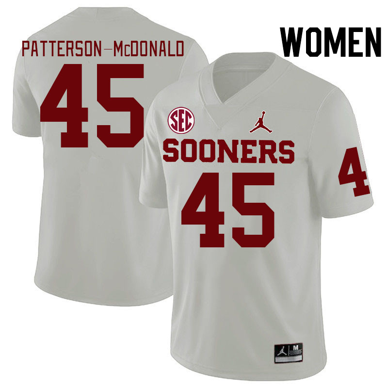 Women #45 Mykel Patterson-McDonald Oklahoma Sooners 2024 SEC Conference College Football Jerseys-Whi